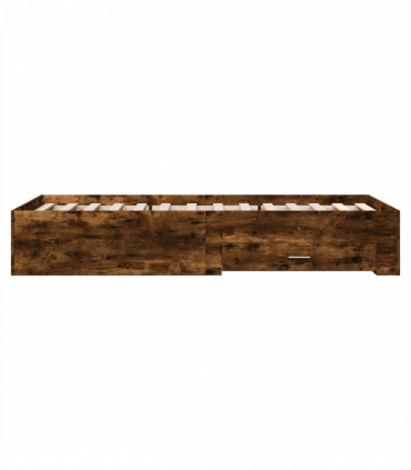 vidaXL Bed Frame with Drawers Smoked Oak 90x190 cm Single Engineered Wood