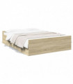 vidaXL Bed Frame with Drawers Sonoma Oak 120x190 cm Small Double Engineered Wood