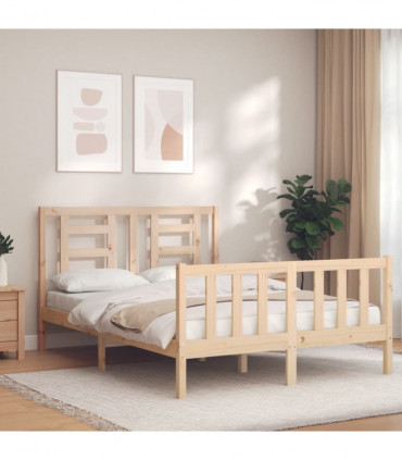 vidaXL Bed Frame with Headboard 140x190 cm Solid Wood