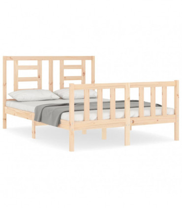 vidaXL Bed Frame with Headboard 140x190 cm Solid Wood