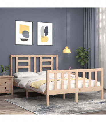 vidaXL Bed Frame with Headboard 140x190 cm Solid Wood