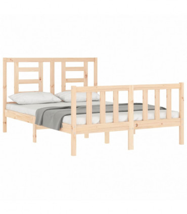 vidaXL Bed Frame with Headboard 140x190 cm Solid Wood