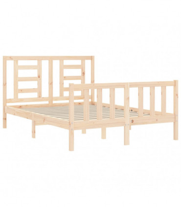 vidaXL Bed Frame with Headboard 140x190 cm Solid Wood