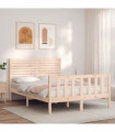 vidaXL Bed Frame with Headboard 140x190 cm Solid Wood
