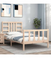 vidaXL Bed Frame with Headboard 90x200 cm Solid Wood