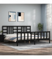 vidaXL Bed Frame with Headboard Black 200x200 cm Solid Wood
