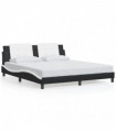 vidaXL Bed Frame with Headboard Black and White 180x200 cm Super King Faux Leather