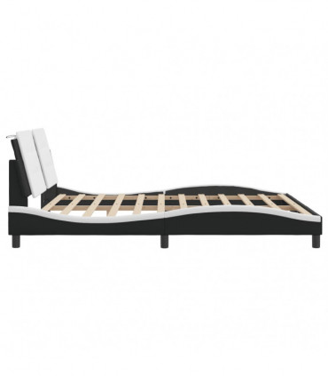 vidaXL Bed Frame with Headboard Black and White 180x200 cm Super King Faux Leather