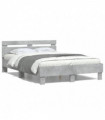 vidaXL Bed Frame with Headboard Concrete Grey 120x190 cm Small Double Engineered Wood