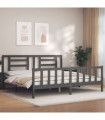 vidaXL Bed Frame with Headboard Grey 200x200 cm Solid Wood