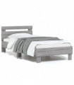 vidaXL Bed Frame with Headboard Grey Sonoma 75x190 cm Small Single Engineered wood