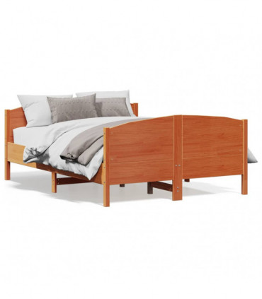 vidaXL Bed Frame with Headboard Wax Brown 150x200 cm King Size Solid Wood Pine