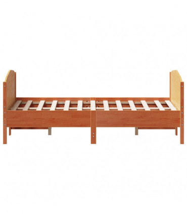 vidaXL Bed Frame with Headboard Wax Brown 160x200 cm Solid Wood Pine
