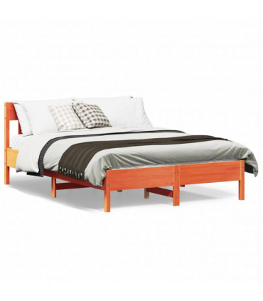 vidaXL Bed Frame with Headboard Wax Brown 160x200 cm Solid Wood Pine