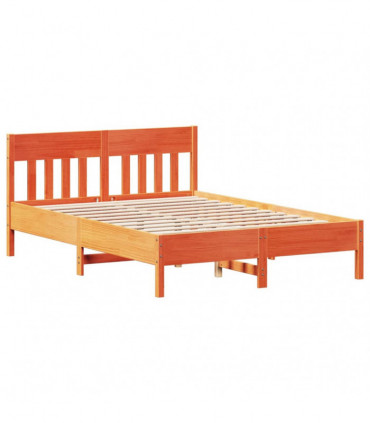 vidaXL Bed Frame with Headboard Wax Brown 160x200 cm Solid Wood Pine