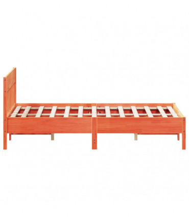 vidaXL Bed Frame with Headboard Wax Brown 160x200 cm Solid Wood Pine