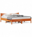 vidaXL Bed Frame with Headboard Wax Brown 180x200 cm Super King Solid Wood Pine