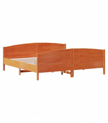 vidaXL Bed Frame with Headboard Wax Brown 180x200 cm Super King Solid Wood Pine