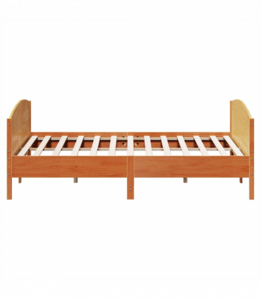 vidaXL Bed Frame with Headboard Wax Brown 180x200 cm Super King Solid Wood Pine