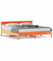 vidaXL Bed Frame with Headboard Wax Brown 180x200 cm Super King Solid Wood Pine