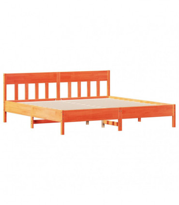vidaXL Bed Frame with Headboard Wax Brown 180x200 cm Super King Solid Wood Pine