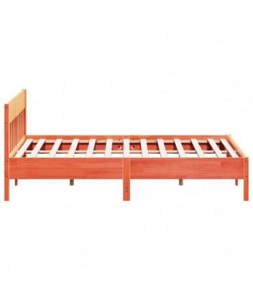 vidaXL Bed Frame with Headboard Wax Brown 180x200 cm Super King Solid Wood Pine