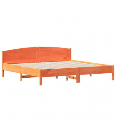 vidaXL Bed Frame with Headboard Wax Brown 200x200 cm Solid Wood Pine