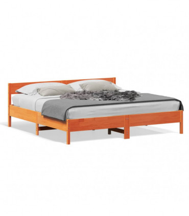 vidaXL Bed Frame with Headboard Wax Brown 200x200 cm Solid Wood Pine