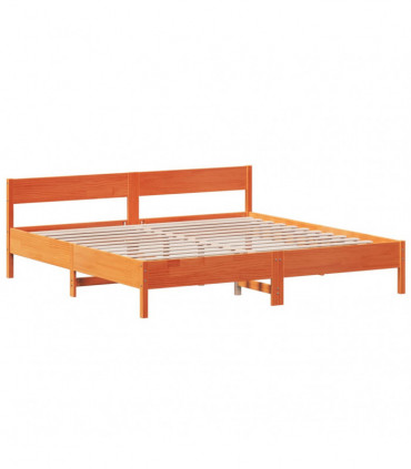 vidaXL Bed Frame with Headboard Wax Brown 200x200 cm Solid Wood Pine