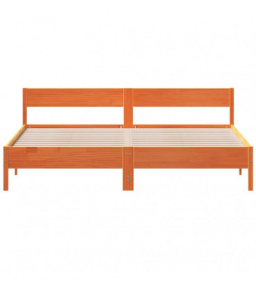 vidaXL Bed Frame with Headboard Wax Brown 200x200 cm Solid Wood Pine