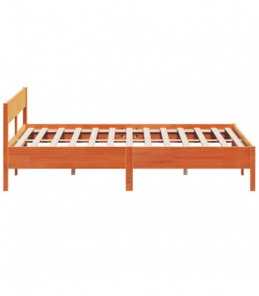 vidaXL Bed Frame with Headboard Wax Brown 200x200 cm Solid Wood Pine