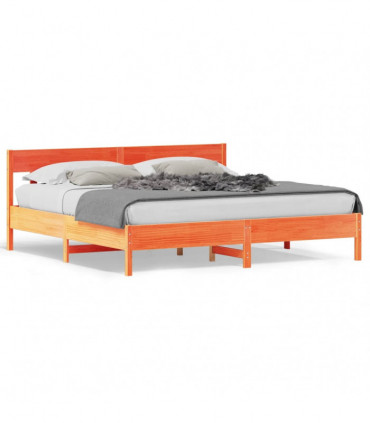 vidaXL Bed Frame with Headboard Wax Brown 200x200 cm Solid Wood Pine