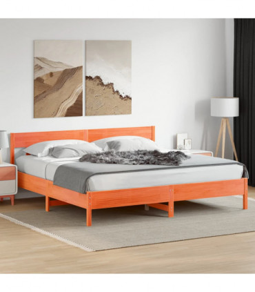 vidaXL Bed Frame with Headboard Wax Brown 200x200 cm Solid Wood Pine