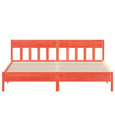 vidaXL Bed Frame with Headboard Wax Brown 200x200 cm Solid Wood Pine