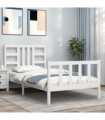 vidaXL Bed Frame with Headboard White 100x200 cm Solid Wood
