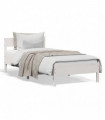 vidaXL Bed Frame with Headboard White 90x190 cm Single Solid Wood Pine