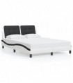 vidaXL Bed Frame with Headboard White and Black 140x200 cm Faux Leather