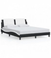 vidaXL Bed Frame with LED Lights Black and White 160x200 cm Faux Leather