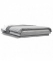 vidaXL Bed Frame with LED Lights Grey Sonoma 120x200cm Engineered Wood