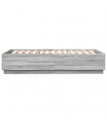 vidaXL Bed Frame with LED Lights Grey Sonoma 150x200 cm King Size Engineered Wood