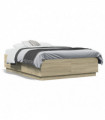 vidaXL Bed Frame with LED Lights Sonoma Oak 120x190 cm Small Double Engineered Wood