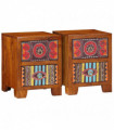 vidaXL Bedside Cabinet 2 pcs 35x35x45 cm Solid Wood Acacia