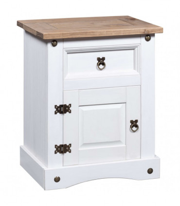 vidaXL Bedside Cabinet Mexican Pine Corona Range White 53x39x66 cm