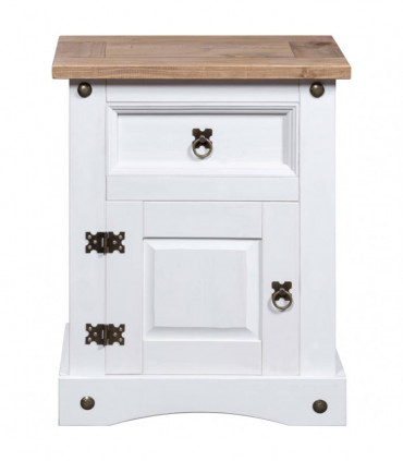 vidaXL Bedside Cabinet Mexican Pine Corona Range White 53x39x66 cm