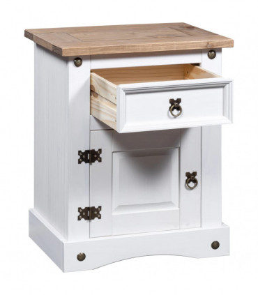 vidaXL Bedside Cabinet Mexican Pine Corona Range White 53x39x66 cm