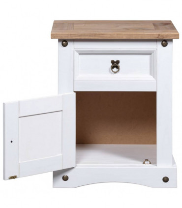 vidaXL Bedside Cabinet Mexican Pine Corona Range White 53x39x66 cm