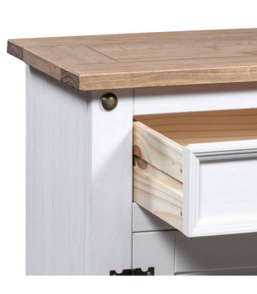 vidaXL Bedside Cabinet Mexican Pine Corona Range White 53x39x66 cm