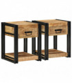 vidaXL Bedside Cabinets 2 pcs 40x40x50 cm Solid Rough Wood Mango