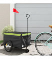 vidaXL Bike Trailer Black and Green 30 kg Iron