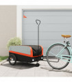 vidaXL Bike Trailer Black and Orange 45 kg Iron